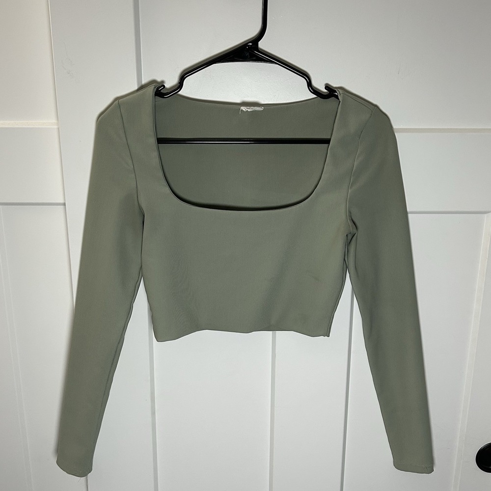 Cotton:On Long Sleeve Crop Top ~ Women's Medium ~ Seafoam Green